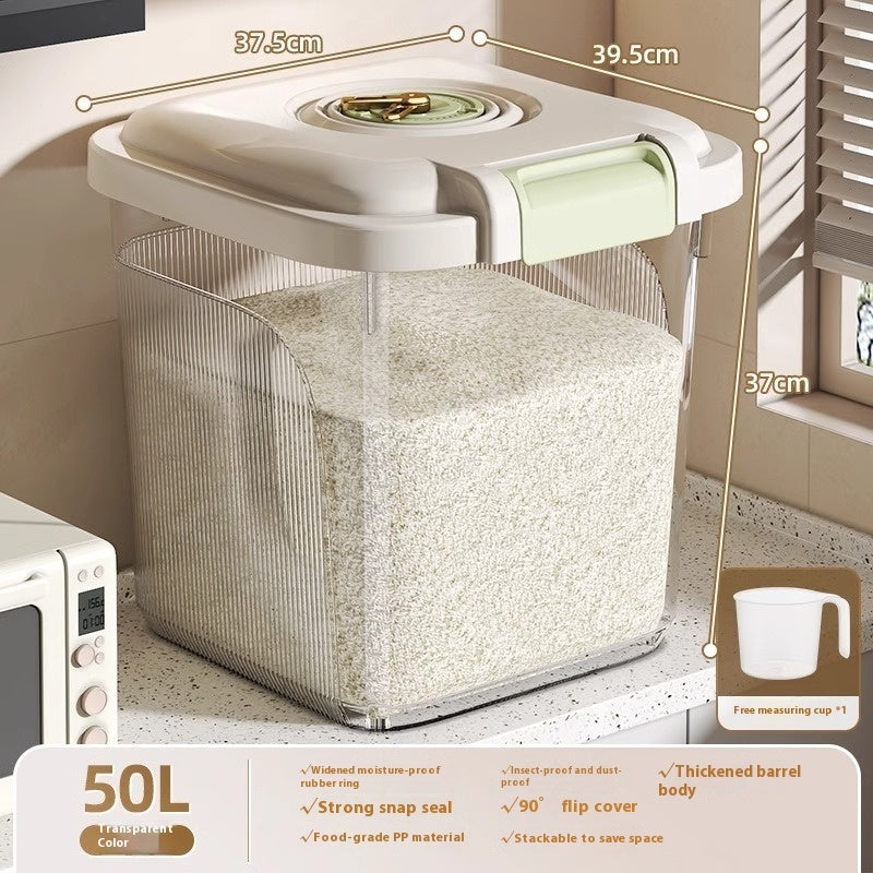 Airtight Pet Food Storage Bin – Insect-Proof & Moisture-Proof Plastic Container with Measuring Cup