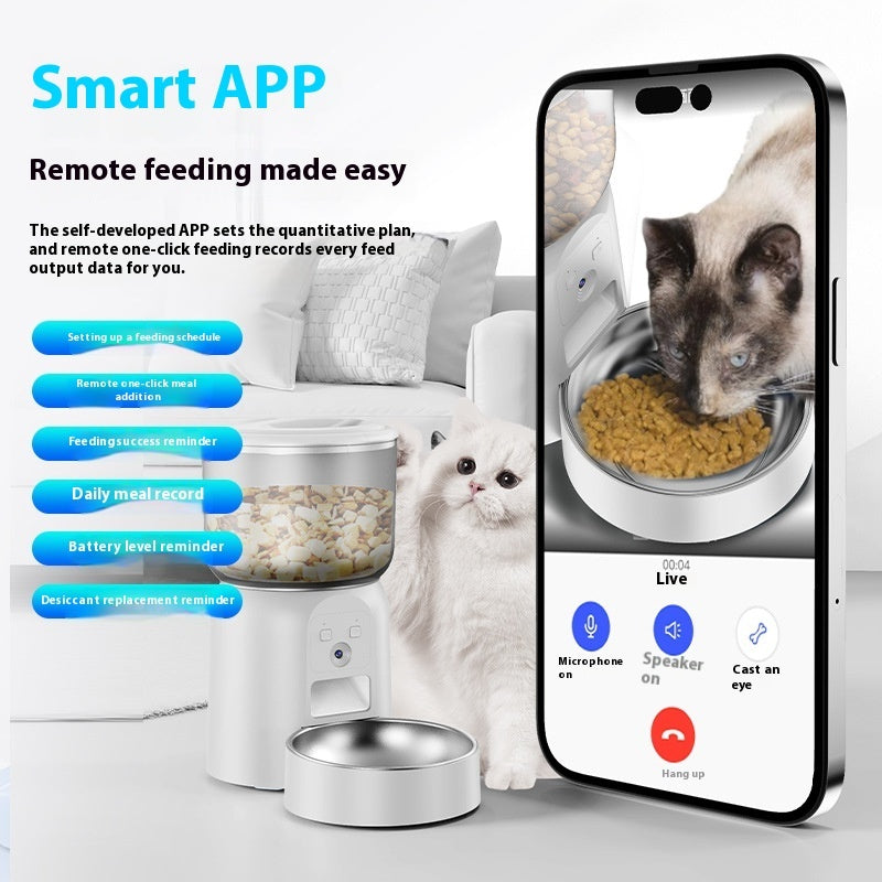 Smart Automatic Pet Feeder – Video Monitoring, Moisture-Proof Food Dispenser with Timer for Cats & Dogs