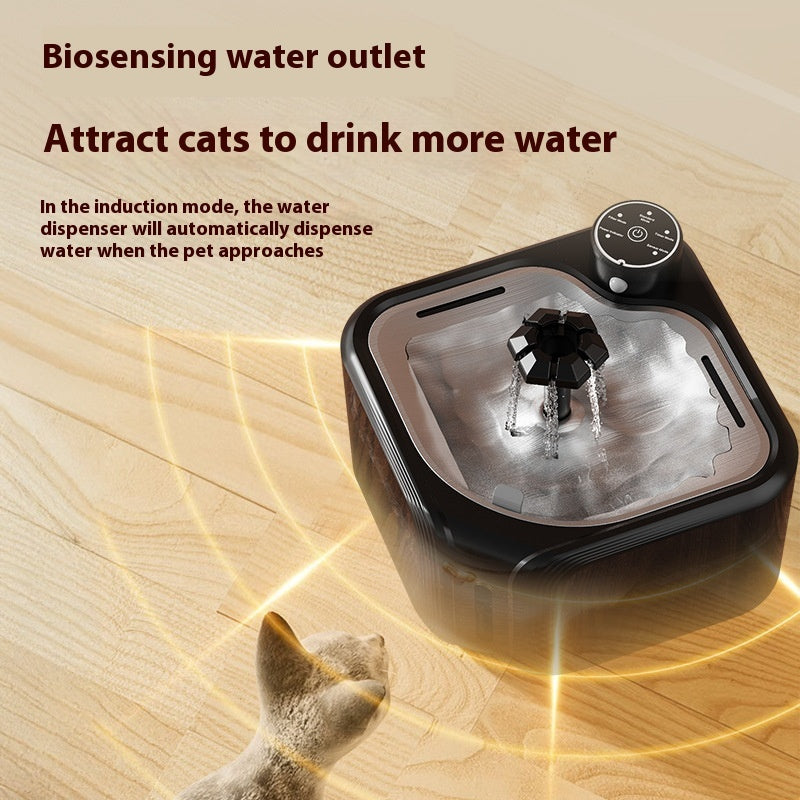 Stainless Steel Pet Water Fountain – Wireless Automatic Induction Dispenser with USB Charging
