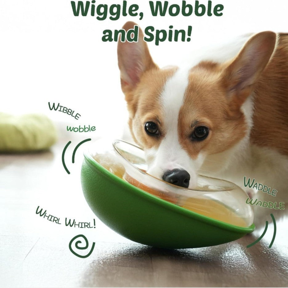 Anti-Tumble Avocado Pet Bowl – Non-Slip Cat & Dog Feeding Bowl, Green Plastic