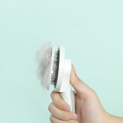 Round Handle Pet Comb – 135° Stainless Steel Self-Cleaning Grooming Brush for Dogs & Cats