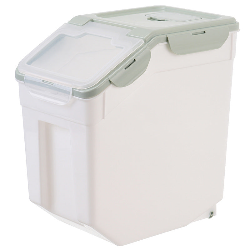 Pet Food Storage Container – Moistureproof Plastic Bin with Wheels & Measuring Cup