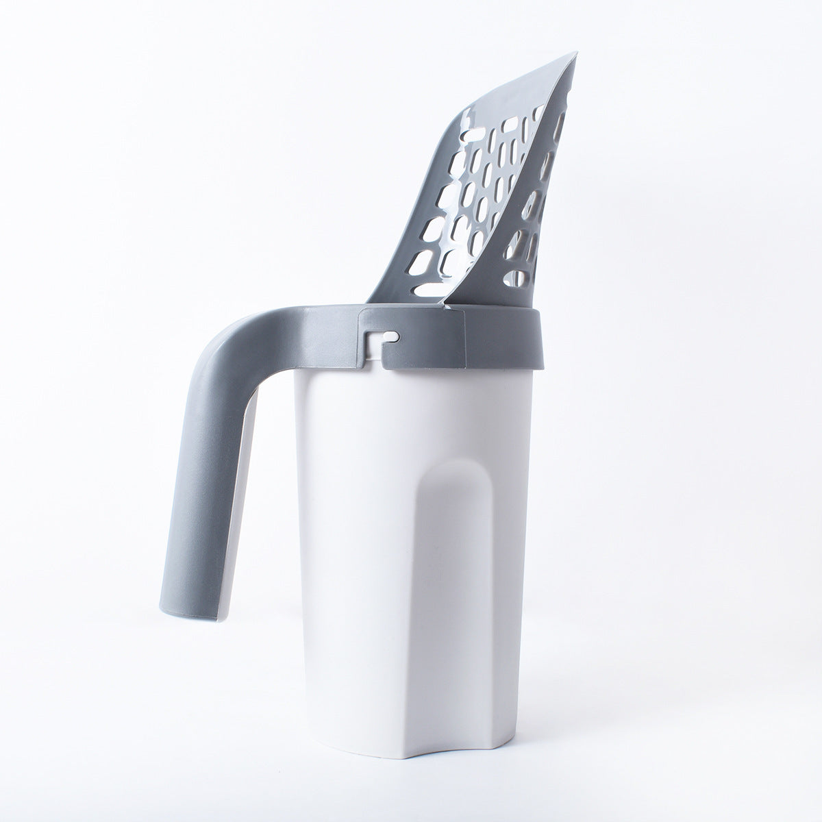 Cat Litter Scoop with Waste Bin – Durable Plastic Cleaning Shovel, Gray