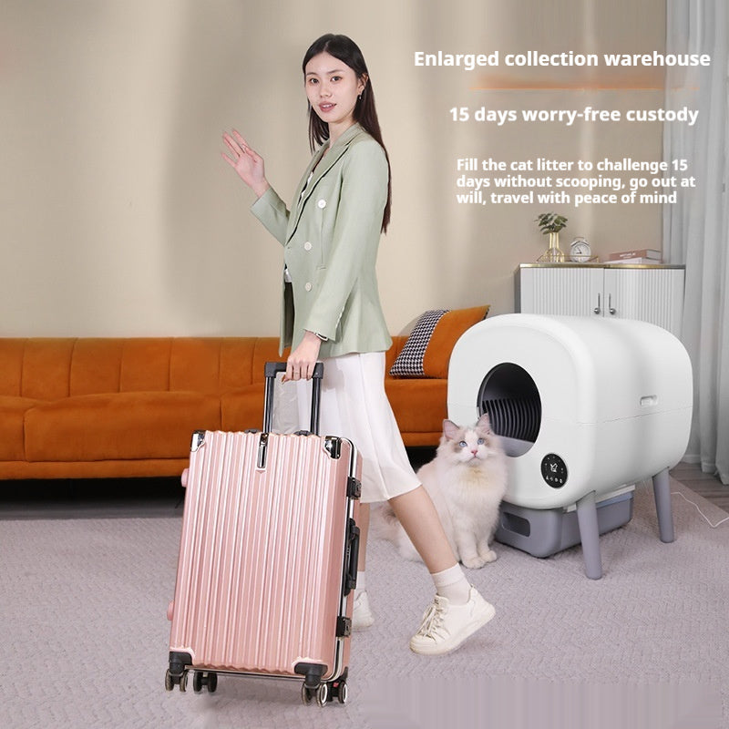 Intelligent automatic self-cleaning cat litter box with deodorizer