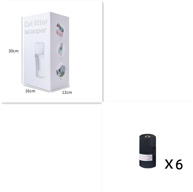 Cat Litter Scoop with Waste Bin – Durable Plastic Cleaning Shovel, Gray