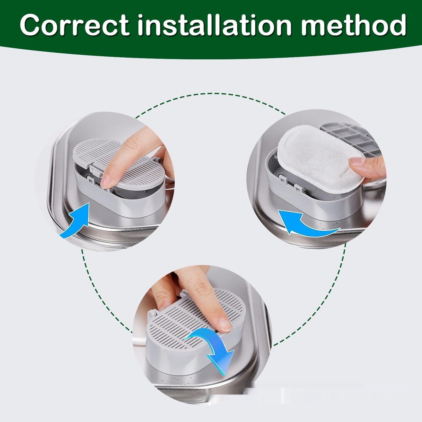 Pet Water Fountain Filter – Non-Woven Fabric & Charcoal Replacement for Stainless Steel Dispensers