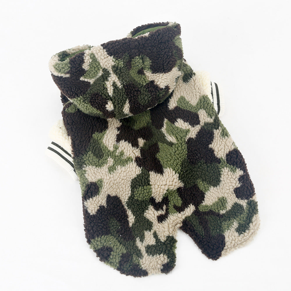 Camouflage Dog Jacket – Warm Cotton Fleece Coat for Large Dogs, Lamb Wool Lined Winter Clothes for Golden Retrievers, Labradors & Samoyeds (3XL–7XL)