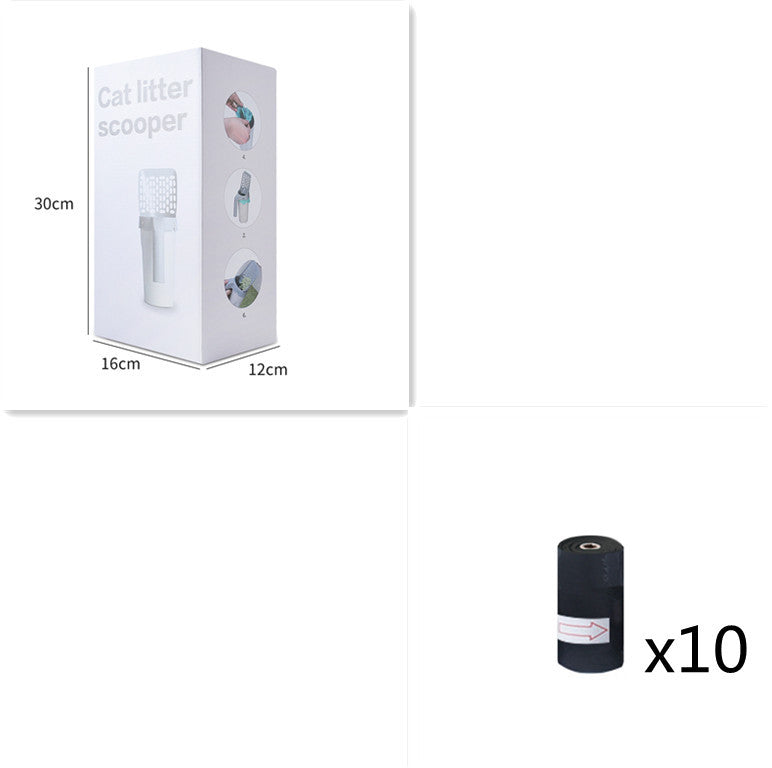 Cat Litter Scoop with Waste Bin – Durable Plastic Cleaning Shovel, Gray