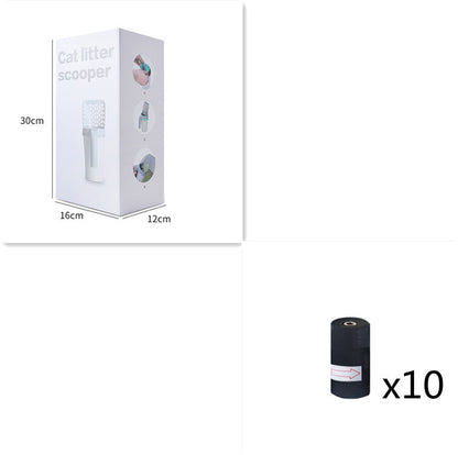 Cat Litter Scoop with Waste Bin – Durable Plastic Cleaning Shovel, Gray