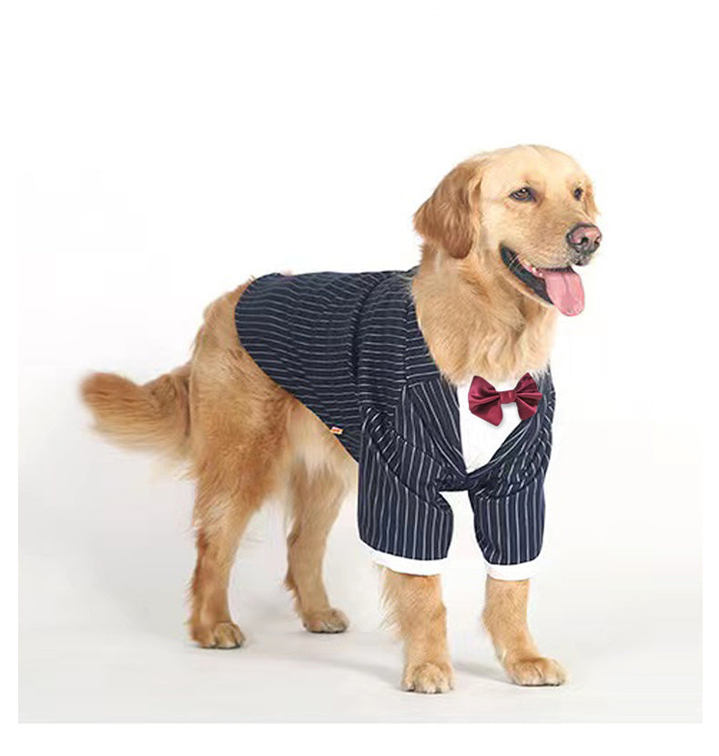 Navy Blue Dog Coat – Warm Casual Suit Jacket for Large Dogs, Windproof Pet Clothes for Golden Retrievers, Huskies & Labradors (3XL–7XL)