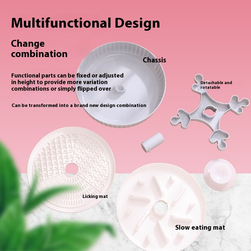 Pet Slow Feeder Bowl – Rotating Game Board with Lick Mat & Anti-Choke Design for Cats and Dogs