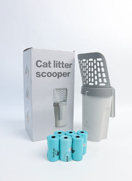 Large Capacity Cat Litter Scoop with Waste Bag Holder – Portable, Removable & Washable
