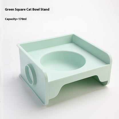 Ceramic Cat Bowl with Height-Adjustable Square Rack – Elevated Feeding Dish, UFO & Square Styles