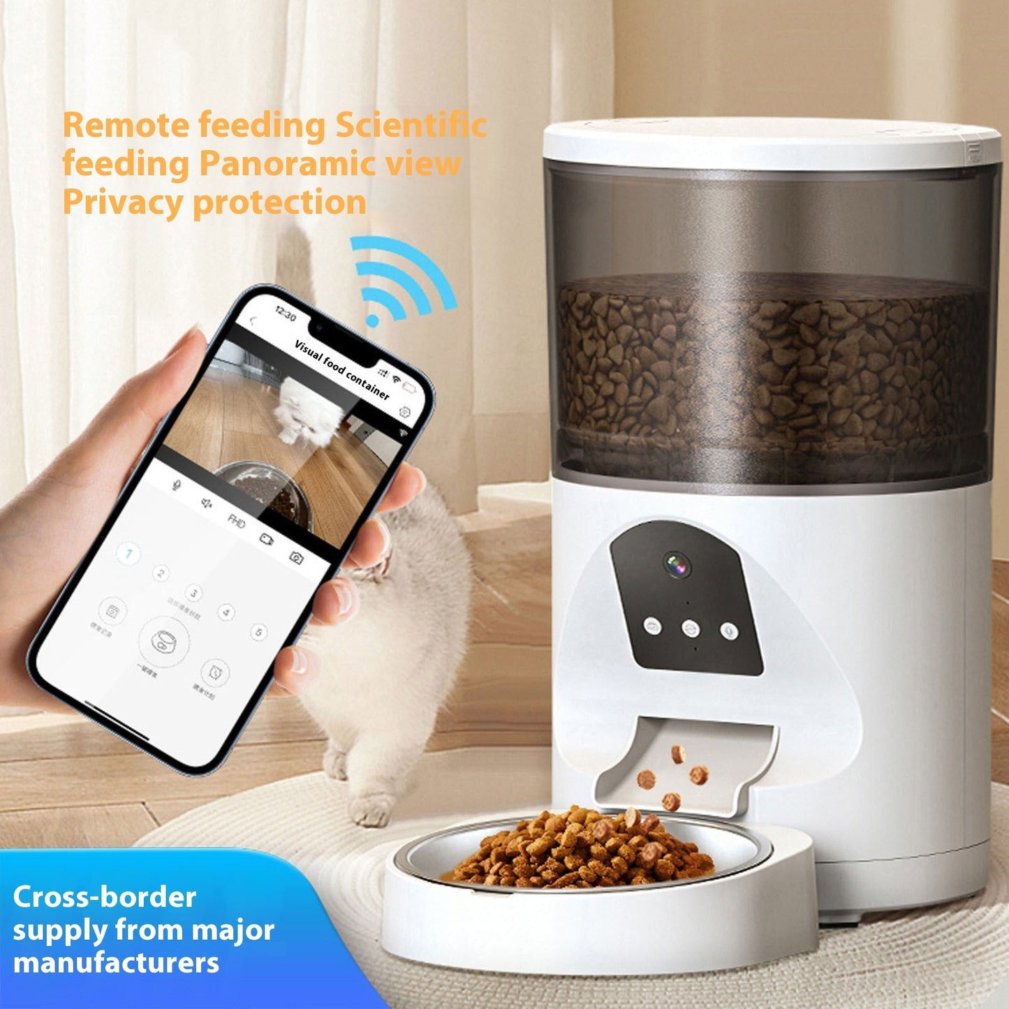 Smart Visual Pet Feeder – 2K HD Camera Remote Control Food Dispenser for Cats & Dogs, 4L/6L