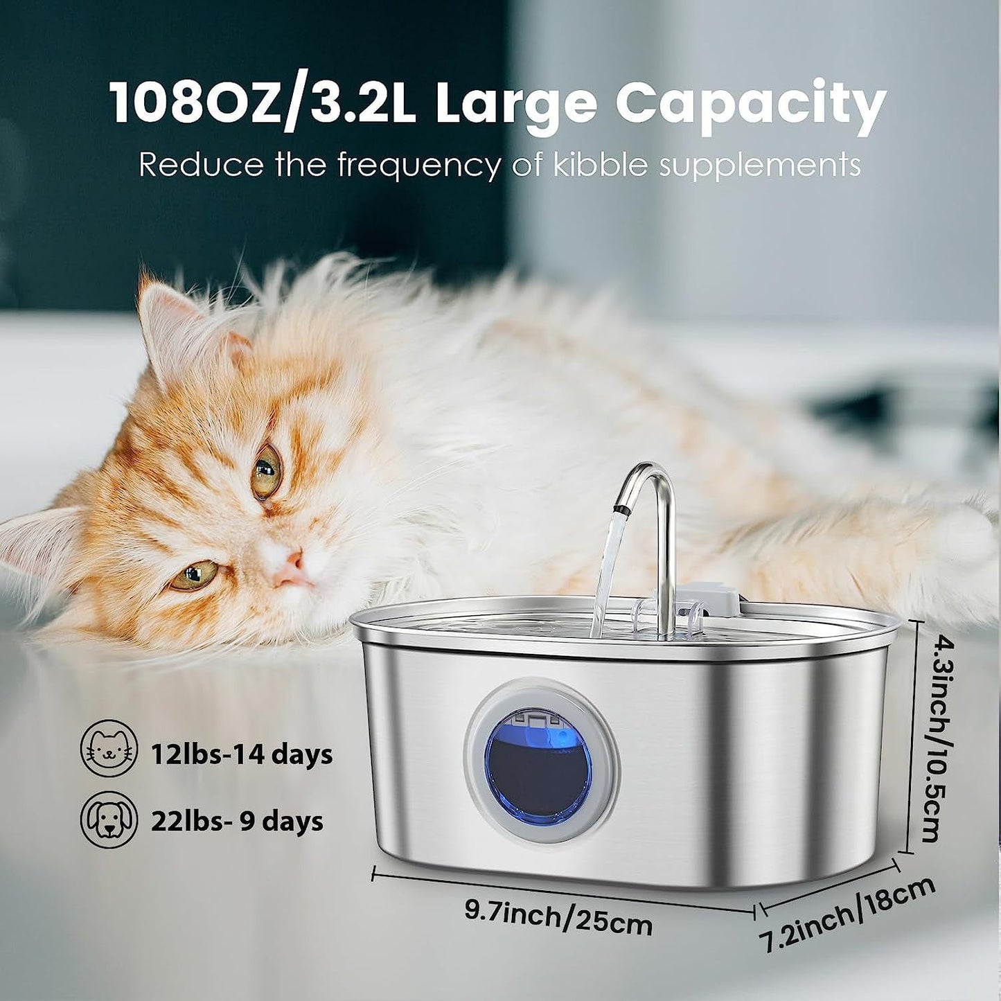 Stainless Steel Pet Water Fountain – Automatic Cat Drinking Dispenser with Filters & Pump