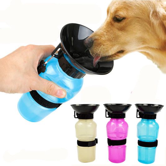 Pet Travel Water Bottle – Squeeze Sports Dispenser with Portable Bowl, 500ml