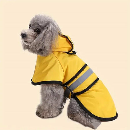 Reflective Dog Raincoat – Waterproof Polyester Poncho for Large Dogs, Golden Retrievers & Labradors (XS–4XL, Yellow/Blue)