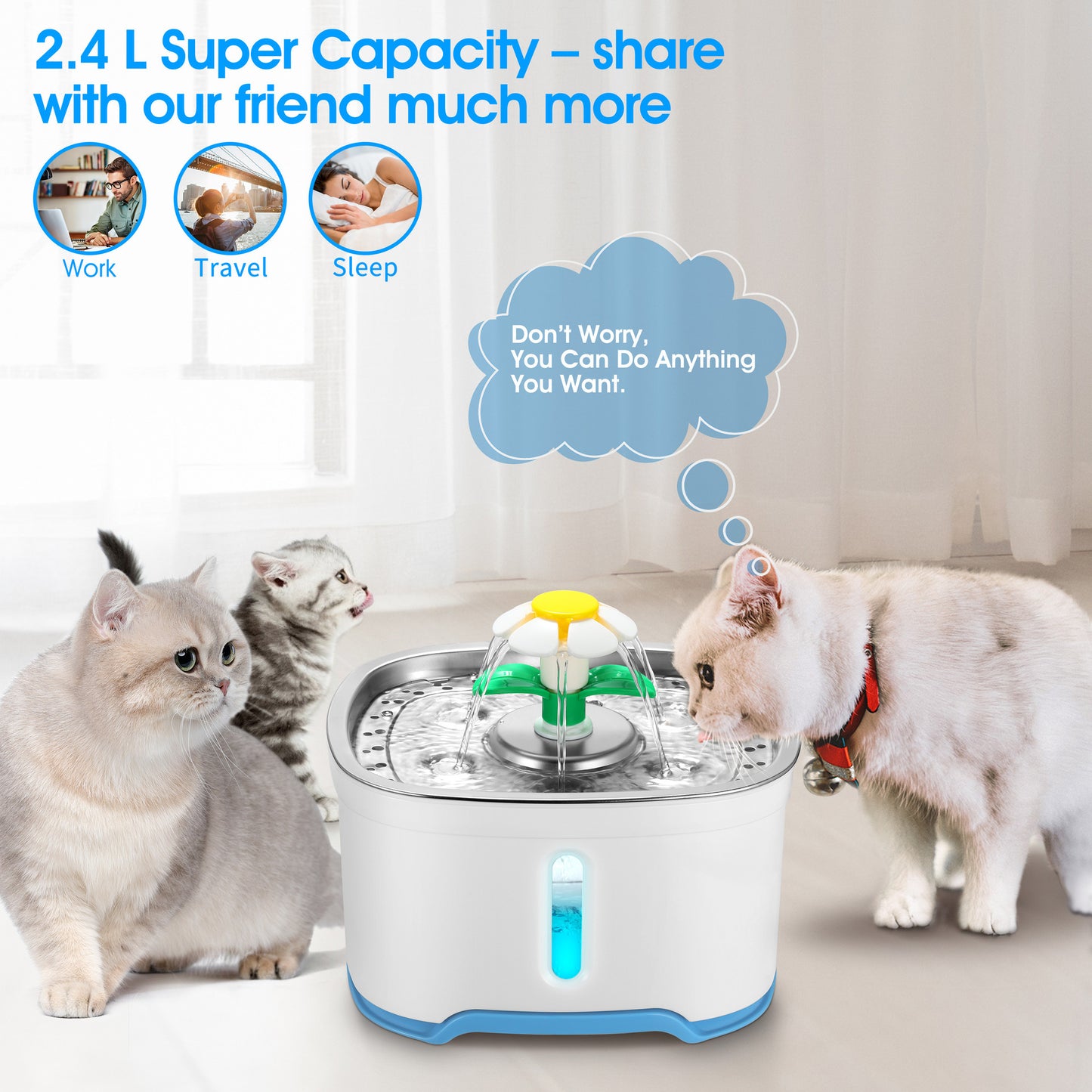 Stainless Steel Pet Water Fountain – Automatic Drinking Dispenser for Cats & Dogs