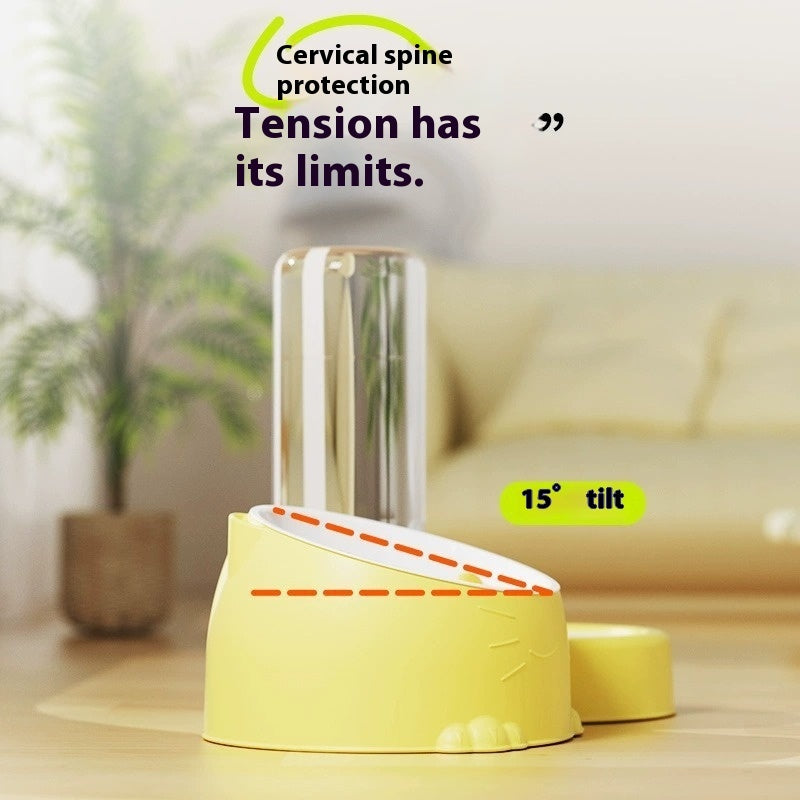 Double Bowl Automatic Pet Feeder & Water Dispenser – Stainless Steel & Ceramic Cat Bowl