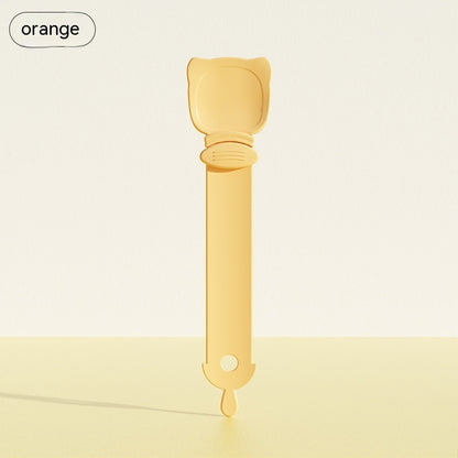 Cat Treat Squeeze Spoon – Strip Paste Feeding Extruder Tool, HIPS, Orange/Green/Beige