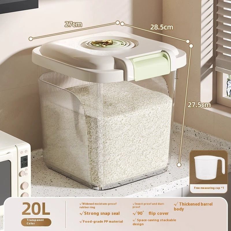 Airtight Pet Food Storage Bin – Insect-Proof & Moisture-Proof Plastic Container with Measuring Cup