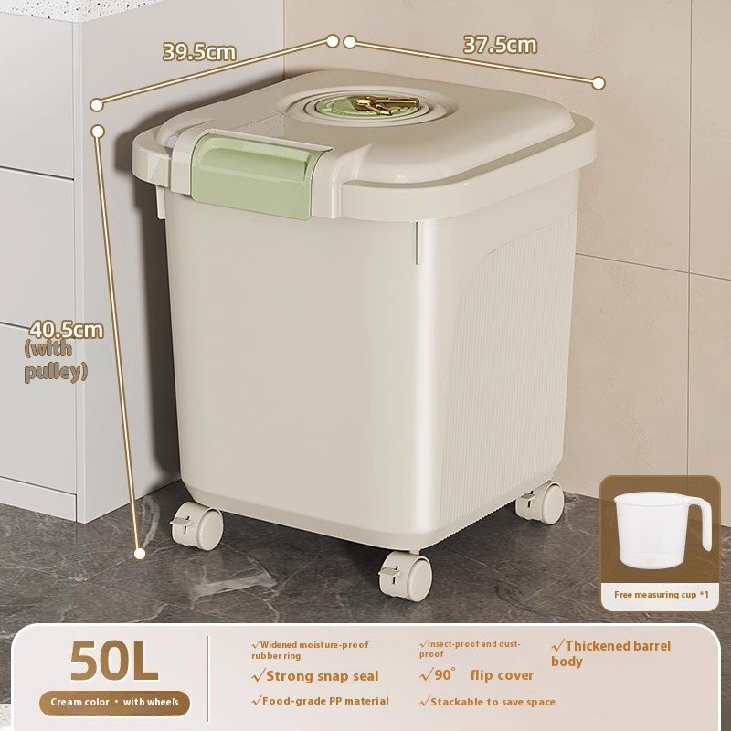 Airtight Pet Food Storage Bin – Insect-Proof & Moisture-Proof Plastic Container with Measuring Cup