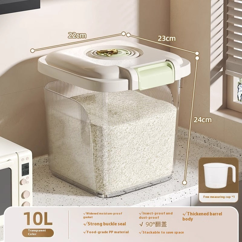 Airtight Pet Food Storage Bin – Insect-Proof & Moisture-Proof Plastic Container with Measuring Cup