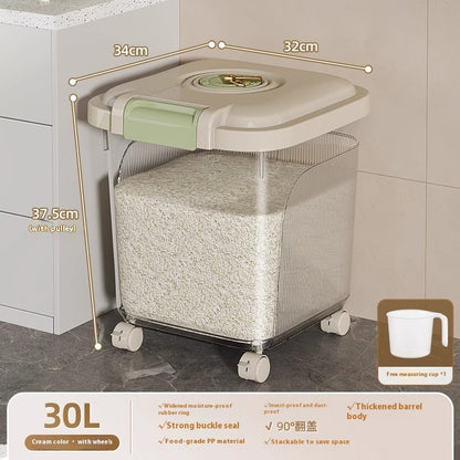 Airtight Pet Food Storage Bin – Insect-Proof & Moisture-Proof Plastic Container with Measuring Cup